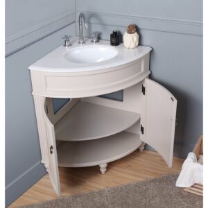 Chans Furniture ZK-47599TP 24 Inches Benton Collection Thomasville Taupe Modern Corner Bathroom Vanity