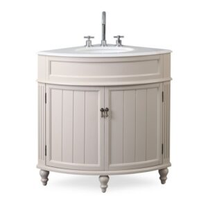 Chans Furniture ZK-47599TP 24 Inches Benton Collection Thomasville Taupe Modern Corner Bathroom Vanity