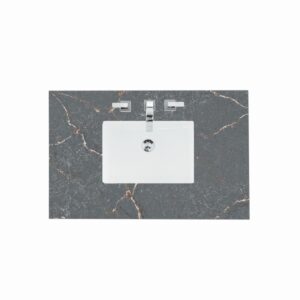 James Martin 050-S36-SNK 36 Inch Rectangular 8 Inch Widespread Porcelain Undermount Bathroom Sink