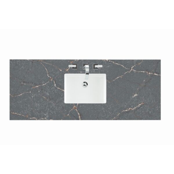 James Martin 050-S60S-SNK 60 Inch Rectangular 8 Inch Widespread Porcelain Single Bowl Undermount Bathroom Sink