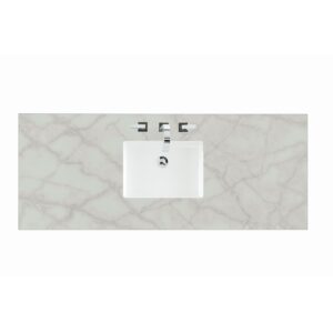 James Martin 050-S60S-SNK 60 Inch Rectangular 8 Inch Widespread Porcelain Single Bowl Undermount Bathroom Sink