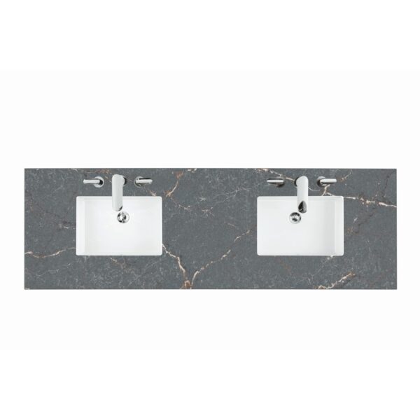 James Martin 050-S72-SNK 72 Inch Rectangular 8 Inch Widespread Porcelain Undermount Bathroom Sink