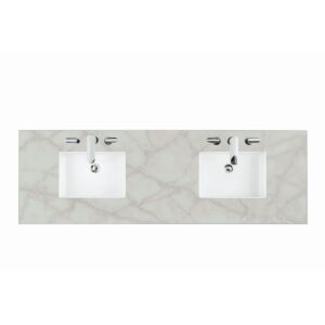 James Martin 050-S72-SNK 72 Inch Rectangular 8 Inch Widespread Porcelain Undermount Bathroom Sink