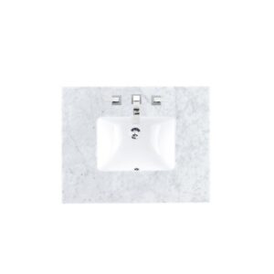 James Martin 090-S30-CAR-SNK 30 Inch Single Carrara White Top with Sink, 3 cm