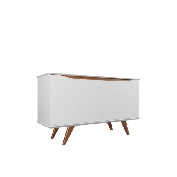 Manhattan Comfort Tudor 53.15 Sideboard with 4 Shelves in White Matte and Maple Cream