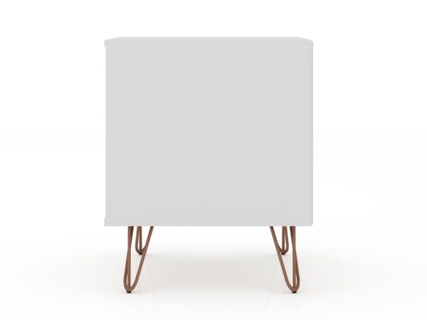 Manhattan Comfort Rockefeller 2.0 Mid-Century- Modern Nightstand with 2-Drawer in White