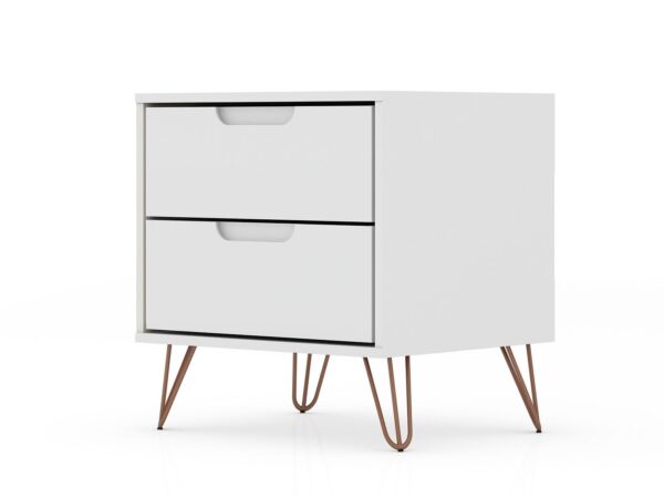 Manhattan Comfort Rockefeller 2.0 Mid-Century- Modern Nightstand with 2-Drawer in White