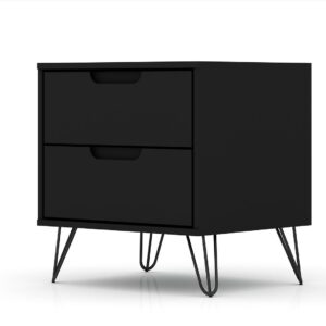 Manhattan Comfort Rockefeller 2.0 Mid-Century- Modern Nightstand with 2-Drawer in Black