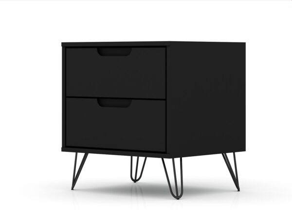 Manhattan Comfort Rockefeller 2.0 Mid-Century- Modern Nightstand with 2-Drawer in Black