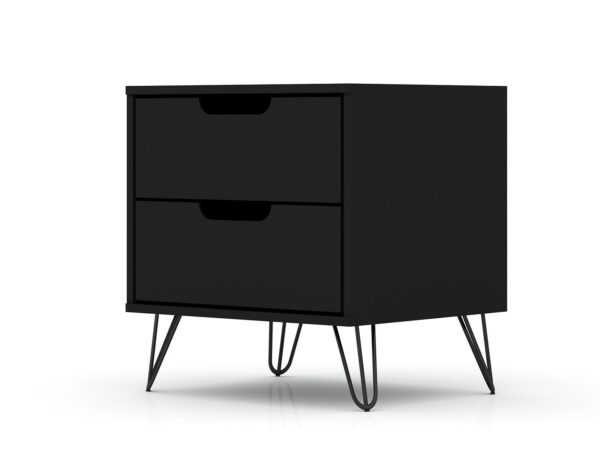 Manhattan Comfort Rockefeller 2.0 Mid-Century- Modern Nightstand with 2-Drawer in Black