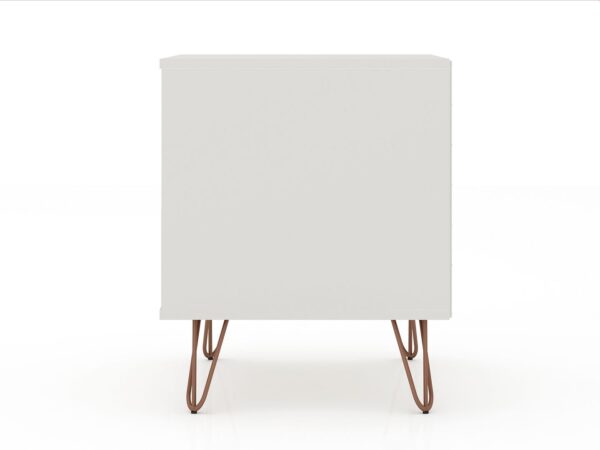 Manhattan Comfort Rockefeller 2.0 Mid-Century- Modern Nightstand with 2-Drawer in Off White and Nature