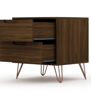 Manhattan Comfort Rockefeller 2.0 Mid-Century- Modern Nightstand with 2-Drawer in Brown