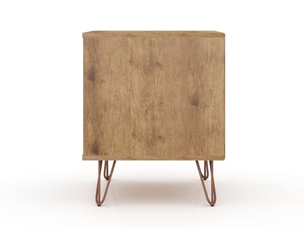 Manhattan Comfort Rockefeller 2.0 Mid-Century- Modern Nightstand with 2-Drawer in Nature and Rose Pink