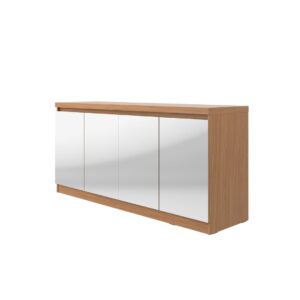 Manhattan Comfort Viennese 62.99 in. 6-Shelf Buffet Cabinet with Mirrors in Maple Cream