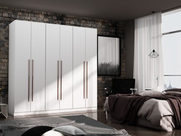 Manhattan Comfort Gramercy Modern Freestanding Wardrobe Armoire Closet in White