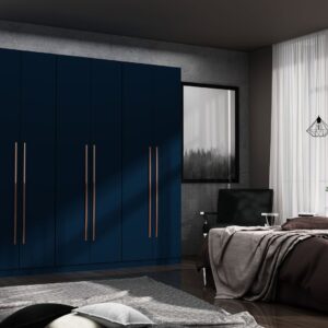 Manhattan Comfort Gramercy Modern Freestanding Wardrobe Armoire Closet in Tatiana Midnight Blue