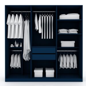 Manhattan Comfort Gramercy Modern Freestanding Wardrobe Armoire Closet in Tatiana Midnight Blue