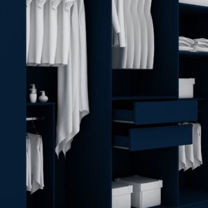 Manhattan Comfort Gramercy Modern Freestanding Wardrobe Armoire Closet in Tatiana Midnight Blue