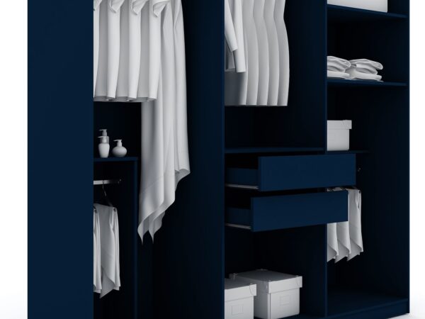 Manhattan Comfort Gramercy Modern Freestanding Wardrobe Armoire Closet in Tatiana Midnight Blue