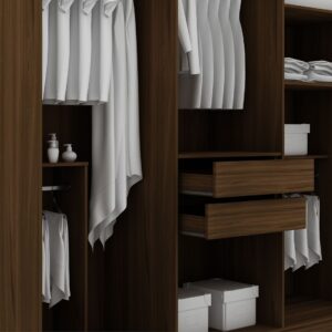 Manhattan Comfort Gramercy Modern Freestanding Wardrobe Armoire Closet in Brown