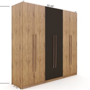 Manhattan Comfort Gramercy Modern Freestanding Wardrobe Armoire Closet in Nature and Textured Grey