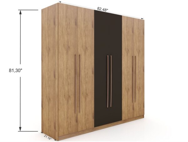 Manhattan Comfort Gramercy Modern Freestanding Wardrobe Armoire Closet in Nature and Textured Grey