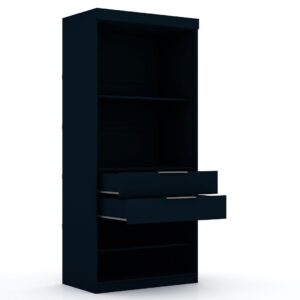 Manhattan Comfort Mulberry Open 1 Sectional Modern Armoire Wardrobe Closet with 2 Drawers in Tatiana Midnight Blue