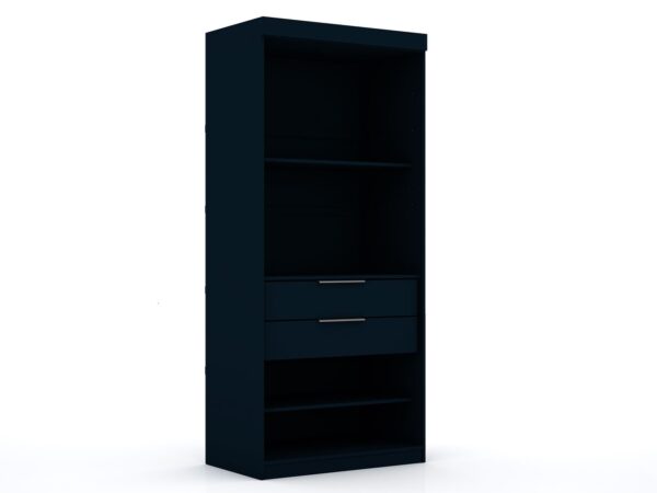 Manhattan Comfort Mulberry Open 1 Sectional Modern Armoire Wardrobe Closet with 2 Drawers in Tatiana Midnight Blue