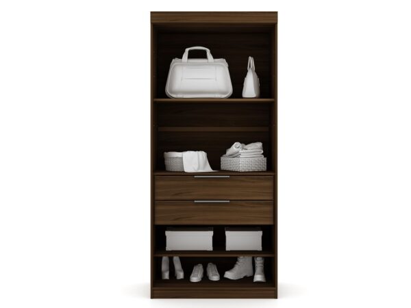 Manhattan Comfort Mulberry Open 2 Sectional Modern Corner Wardrobe Closet with 2 Drawers- Set of 2 in Brown