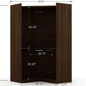 Manhattan Comfort Mulberry Open 3 Sectional Modern Wardrobe Corner Closet with 4 Drawers - Set of 3 in Brown