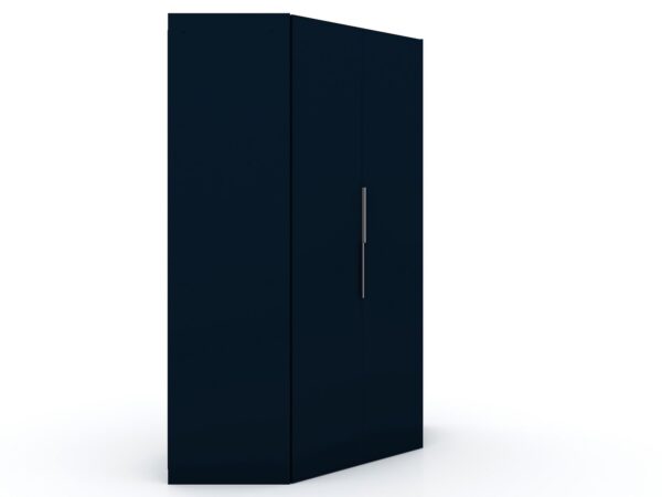 Manhattan Comfort Mulberry 2.0 Modern Corner Wardrobe Closet with 2 Hanging Rods in Tatiana Midnight Blue