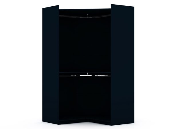 Manhattan Comfort Mulberry 2.0 Modern Corner Wardrobe Closet with 2 Hanging Rods in Tatiana Midnight Blue