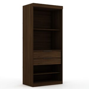 Manhattan Comfort Mulberry 2.0 Sectional Modern Armoire Wardrobe Closet with 2 Drawers in Brown