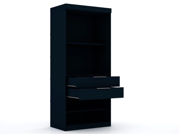 Manhattan Comfort Mulberry 3.0 Sectional Modern Corner Wardrobe Closet with 2 Drawers - Set of 2 in Tatiana Midnight Blue