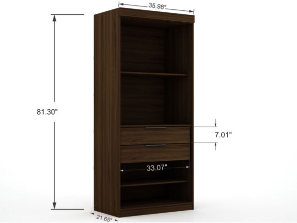 Manhattan Comfort Mulberry 3.0 Sectional Modern Corner Wardrobe Closet with 2 Drawers - Set of 2 in Brown