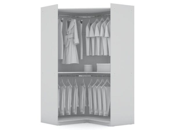 Manhattan Comfort Mulberry 2.0 Semi Open 3 Sectional Modern Wardrobe Corner Closet with 4 Drawers - Set of 3 in White