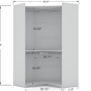 Manhattan Comfort Mulberry 2.0 Semi Open 3 Sectional Modern Wardrobe Corner Closet with 4 Drawers - Set of 3 in White