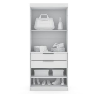 Manhattan Comfort Mulberry 2.0 Semi Open 3 Sectional Modern Wardrobe Corner Closet with 4 Drawers - Set of 3 in White