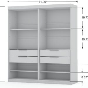 Manhattan Comfort Mulberry 2 Sectional Modern Wardrobe Closet with 4 Drawers - Set of 2 in White