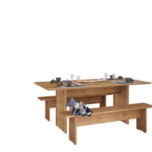 Manhattan Comfort NoMad 67.91 Rustic Country Dining Set of 3 in Nature