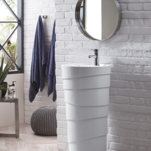 James Martin 127-V17.5-BW Quebec 17.5 Inch Solid Surface Pedestal Sink in Bright White