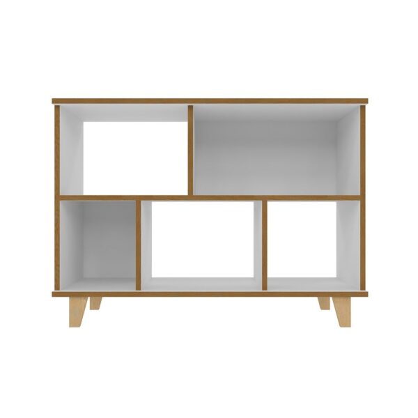 Manhattan Comfort Minetta 5-Shelf Mid-Century Low Bookcase in White