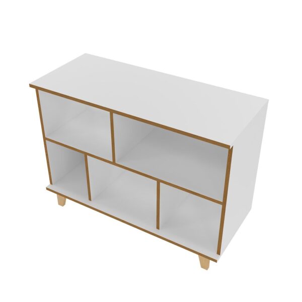 Manhattan Comfort Minetta 5-Shelf Mid-Century Low Bookcase in White