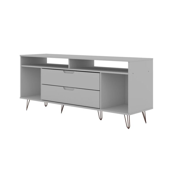 Manhattan Comfort Rockefeller 62.99 TV Stand with Metal Legs and 2 Drawers in White