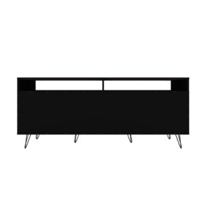 Manhattan Comfort Rockefeller 62.99 TV Stand with Metal Legs and 2 Drawers in Black