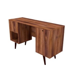 Manhattan Comfort Edgar 1-Drawer Mid-Century Office Desk in Dark Brown