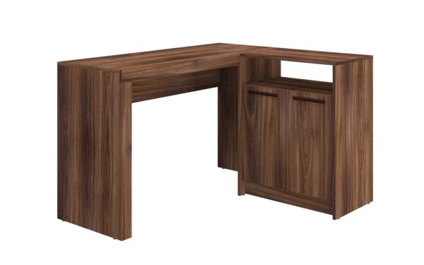 Manhattan Comfort Kalmar L-Shaped Office Desk with Inclusive in Dark Brown