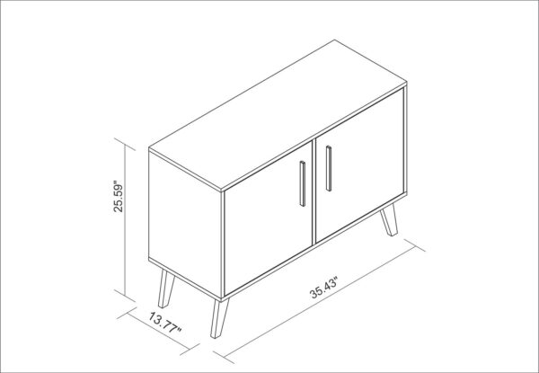 Manhattan Comfort Mid-Century- Modern Amsterdam Double Side Table 2.0 with 3 Shelves in White