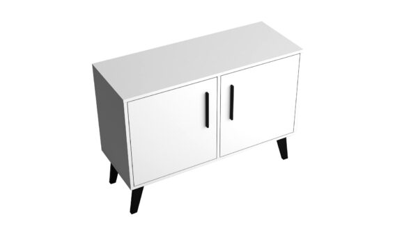 Manhattan Comfort Mid-Century- Modern Amsterdam Double Side Table 2.0 with 3 Shelves in White