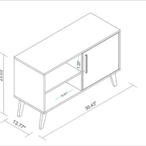 Manhattan Comfort Mid-Century- Modern Amsterdam 35.43" TV Stand with 3 Shelves in White